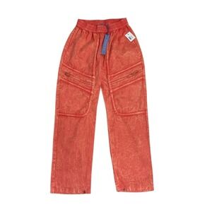 NEW Paradised Cargo Pants Orange Acid Wash Womens XS Zip Waist Pockets USA Made